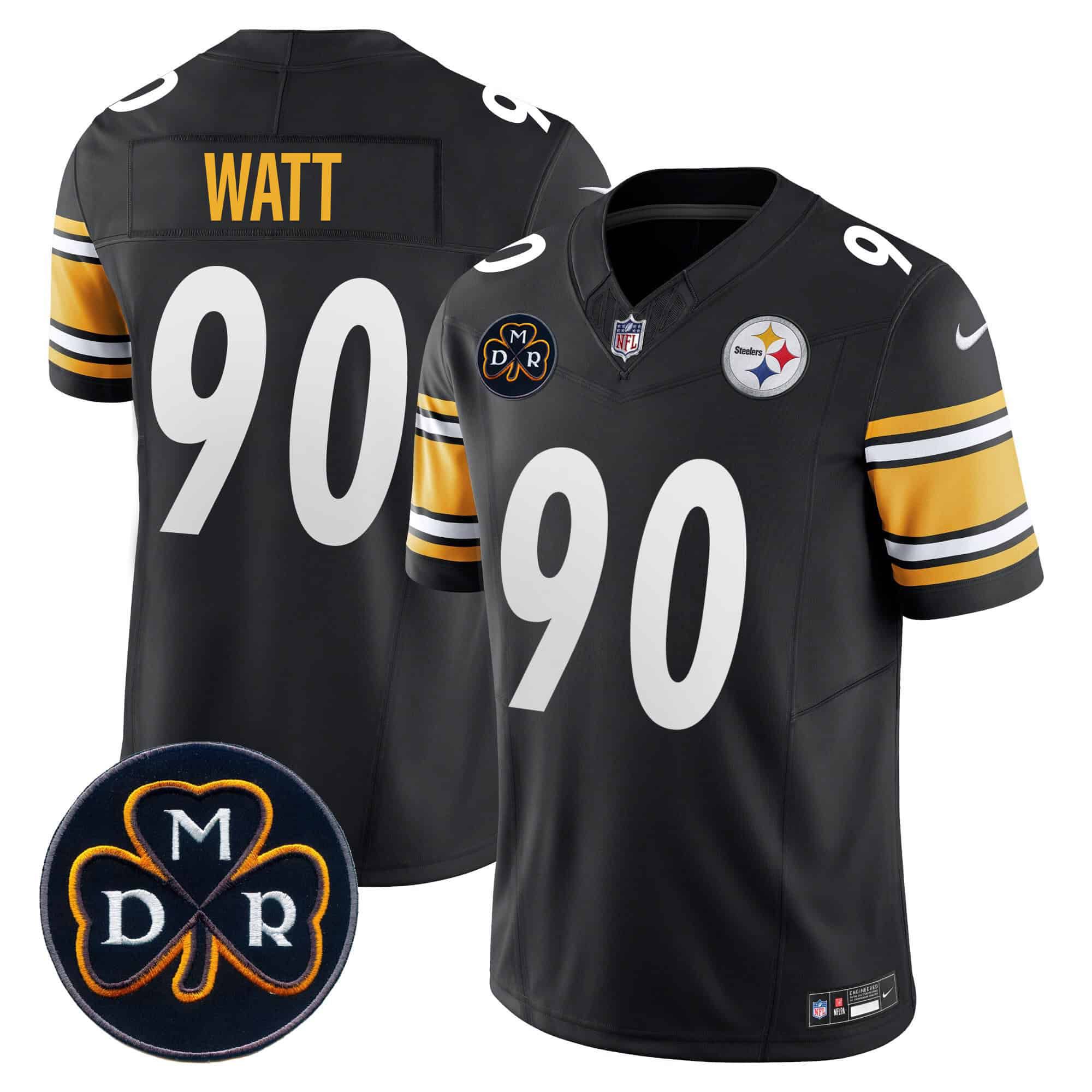 Men Pittsburgh Steelers #90 Watt Black 2024 Nike DMR Patch Vapor Limited NFL Jersey style 2->indianapolis colts->NFL Jersey